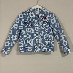 Disney Minnie Mouse Floral Denim Jacket Girls 5/6 Blue Jean Jacket